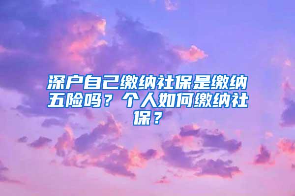 深户自己缴纳社保是缴纳五险吗？个人如何缴纳社保？