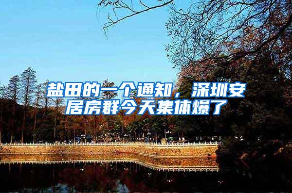 盐田的一个通知，深圳安居房群今天集体爆了