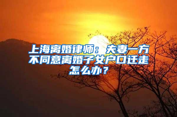 上海离婚律师：夫妻一方不同意离婚子女户口迁走怎么办？