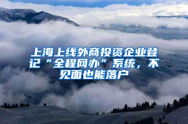 上海上线外商投资企业登记“全程网办”系统，不见面也能落户