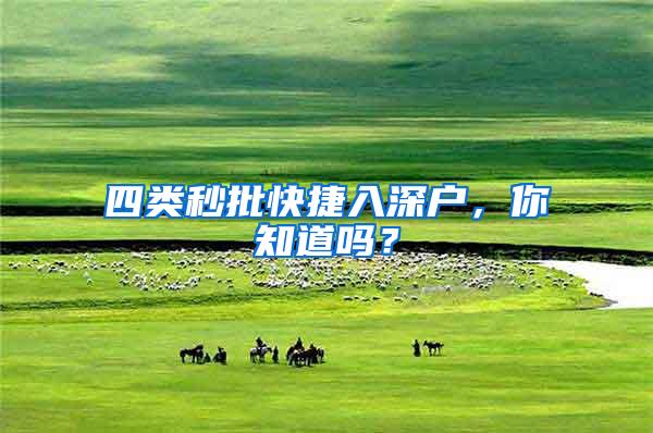 四类秒批快捷入深户，你知道吗？