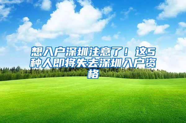 想入户深圳注意了！这5种人即将失去深圳入户资格
