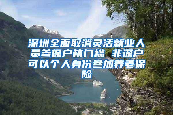 深圳全面取消灵活就业人员参保户籍门槛 非深户可以个人身份参加养老保险