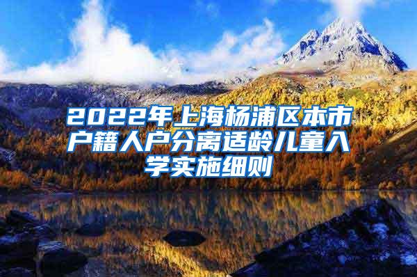 2022年上海杨浦区本市户籍人户分离适龄儿童入学实施细则