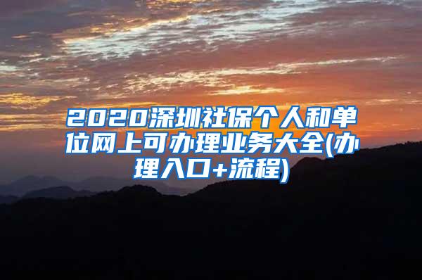 2020深圳社保个人和单位网上可办理业务大全(办理入口+流程)
