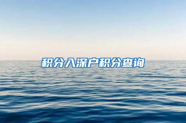 积分入深户积分查询