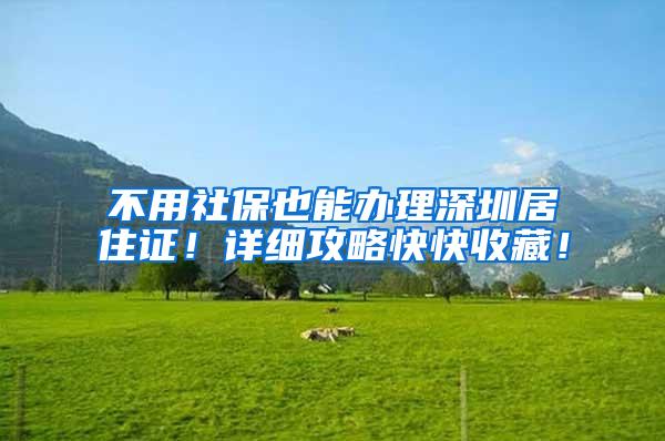 不用社保也能办理深圳居住证！详细攻略快快收藏！
