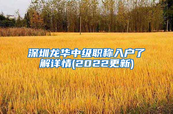 深圳龙华中级职称入户了解详情(2022更新)