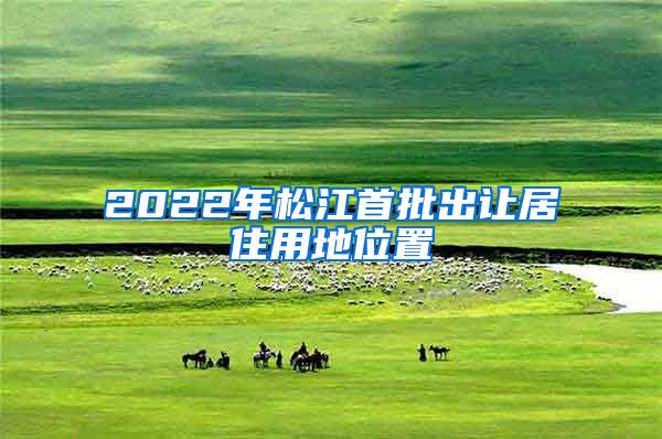 2022年松江首批出让居住用地位置