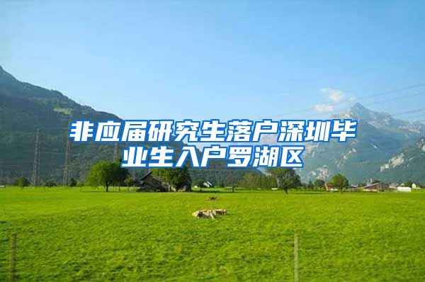 非应届研究生落户深圳毕业生入户罗湖区