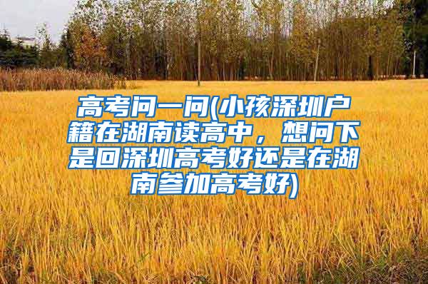 高考问一问(小孩深圳户籍在湖南读高中，想问下是回深圳高考好还是在湖南参加高考好)