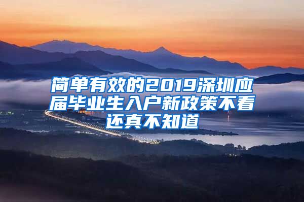 简单有效的2019深圳应届毕业生入户新政策不看还真不知道