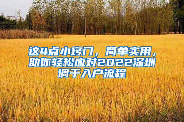 这4点小窍门，简单实用，助你轻松应对2022深圳调干入户流程