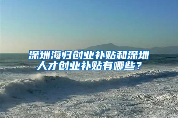 深圳海归创业补贴和深圳人才创业补贴有哪些？