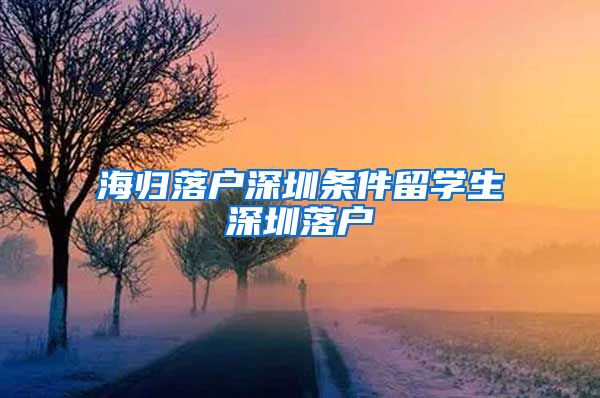 海归落户深圳条件留学生深圳落户