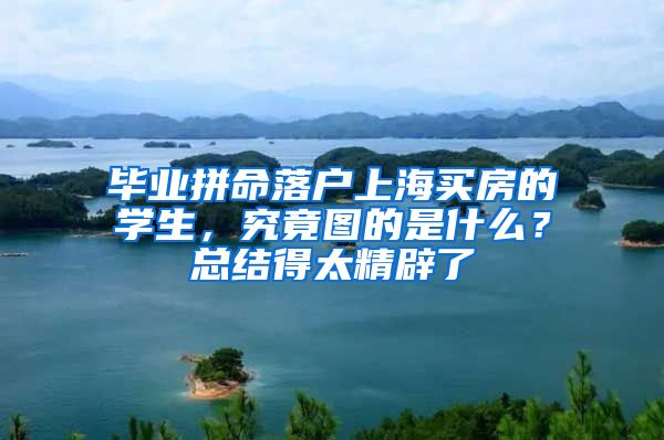 毕业拼命落户上海买房的学生，究竟图的是什么？总结得太精辟了