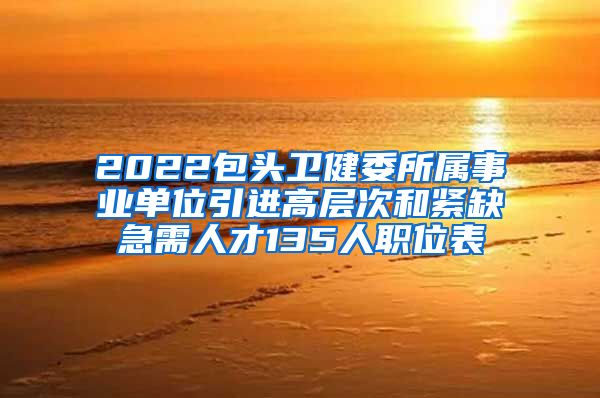 2022包头卫健委所属事业单位引进高层次和紧缺急需人才135人职位表