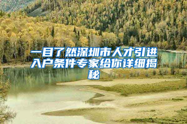 一目了然深圳市人才引进入户条件专家给你详细揭秘