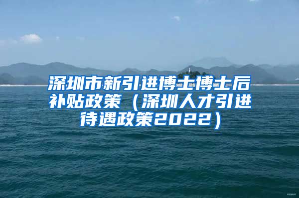 深圳市新引进博士博士后补贴政策（深圳人才引进待遇政策2022）