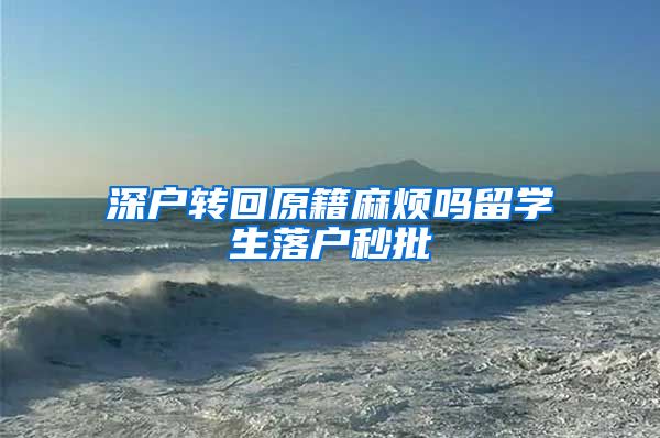 深户转回原籍麻烦吗留学生落户秒批