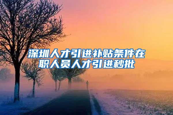 深圳人才引进补贴条件在职人员人才引进秒批