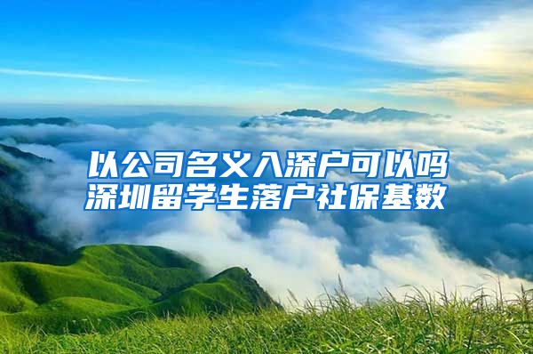 以公司名义入深户可以吗深圳留学生落户社保基数